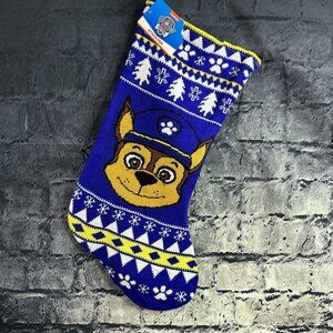 PAW Patrol 19" Chase Knit Christmas Stocking Blue White Yellow